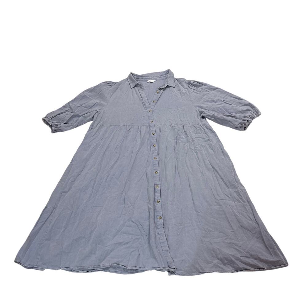 Baltic Born Womens 3XL Sari Babydoll Dress Periwinkle Relaxed Tiered Puff Sleeve